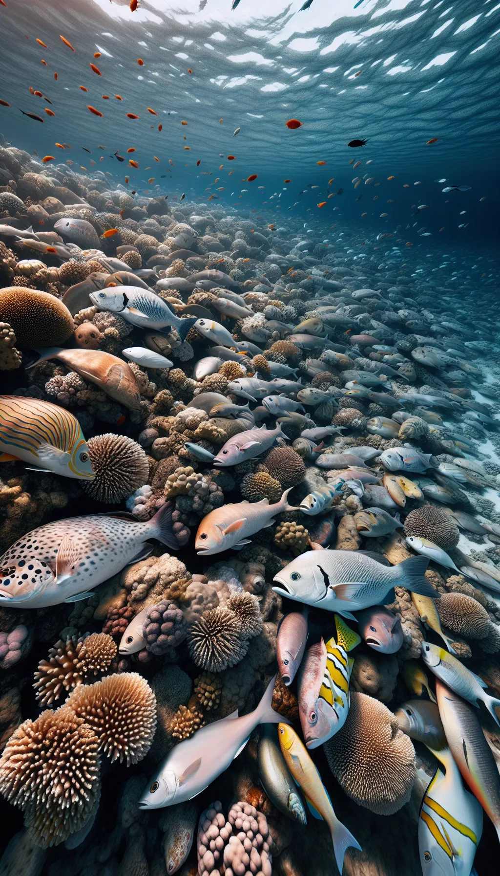 All fish will die due to climate change. That is because the oceans will warm, the choral will disappear, and the water will become more acidic.