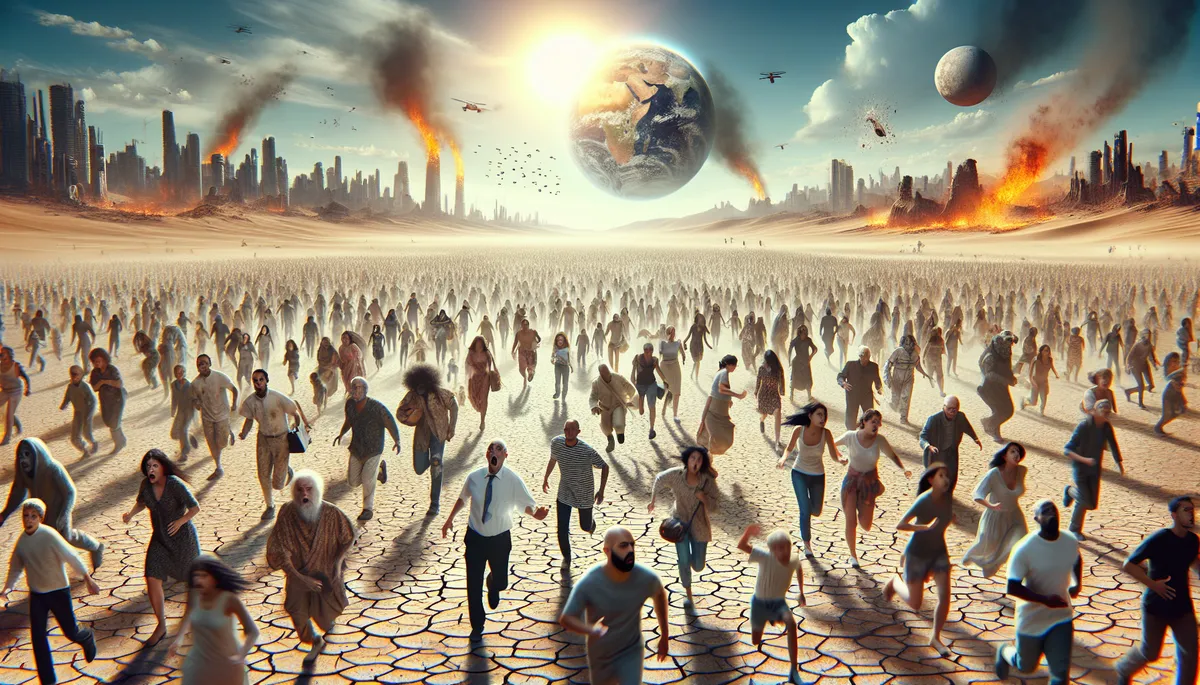 Migrants running to save their lives after earth hits 8.0 degrees Celsius.