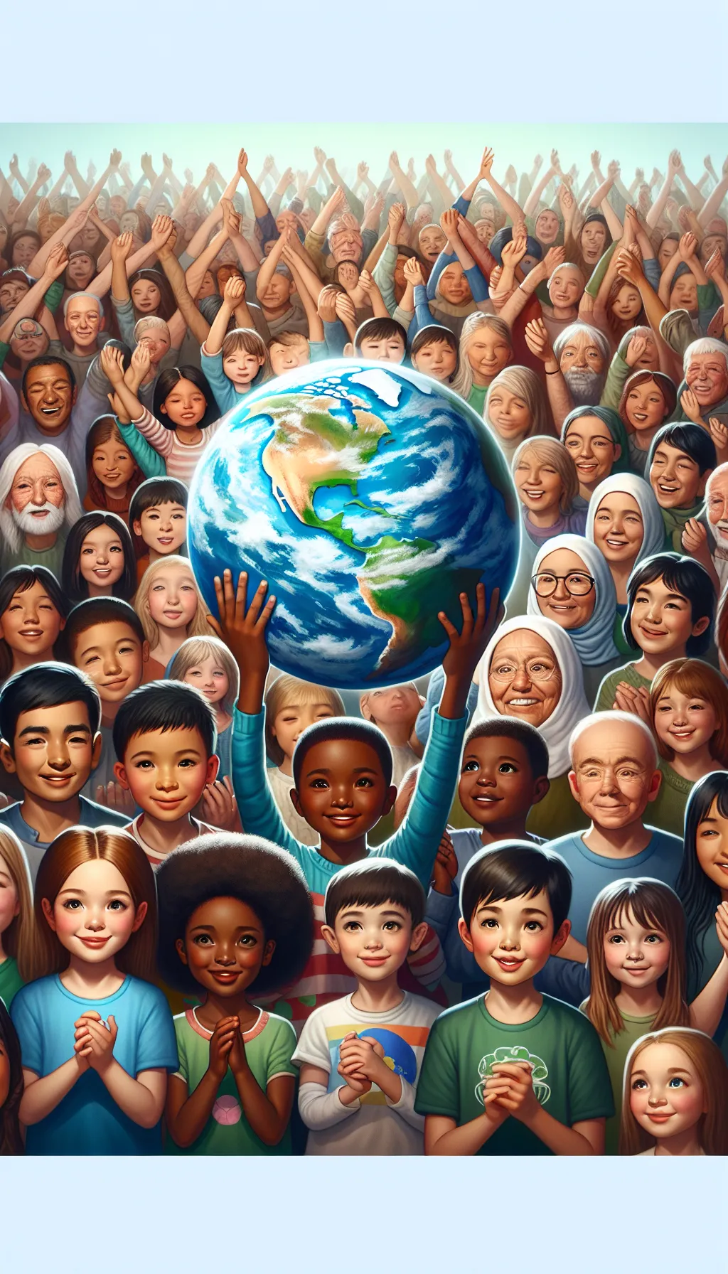 Children holding earth.