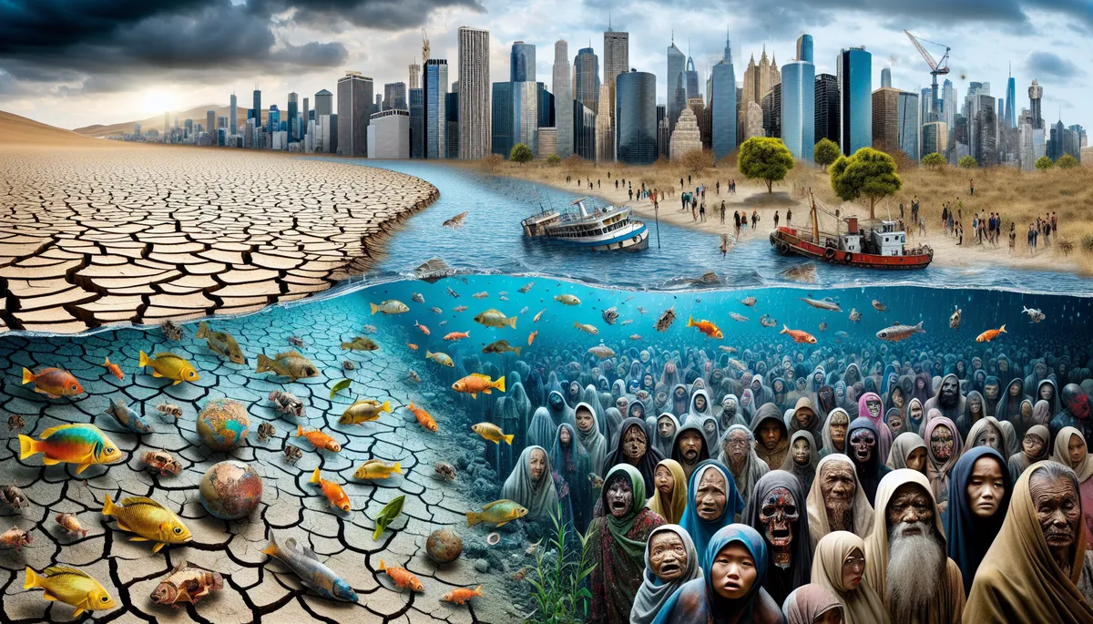Image of mass migration if the climate hits 8.0 degrees Celsius.