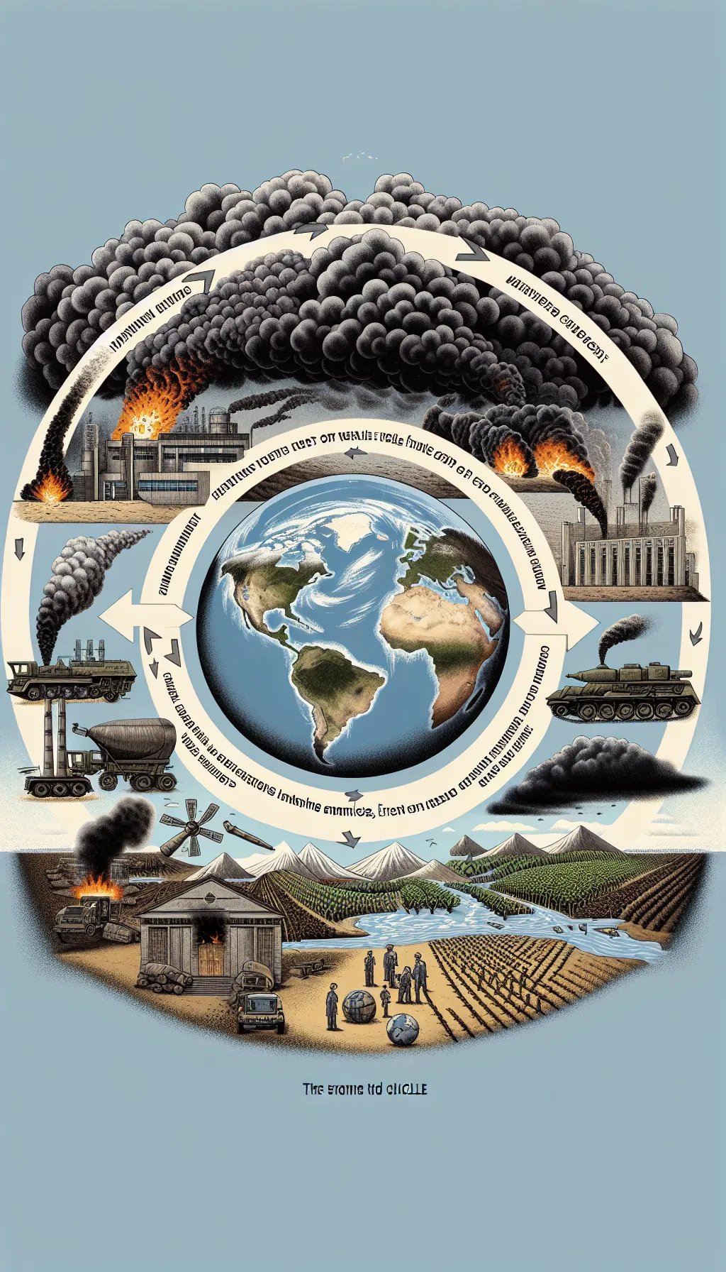 War and global warming are a deadly feedback loop. With more wars comes massive increases in CO2 released into the atmosphere. This, in turn, leads to a warmer planet, with diminished sustainability and rises in conflicts and war.