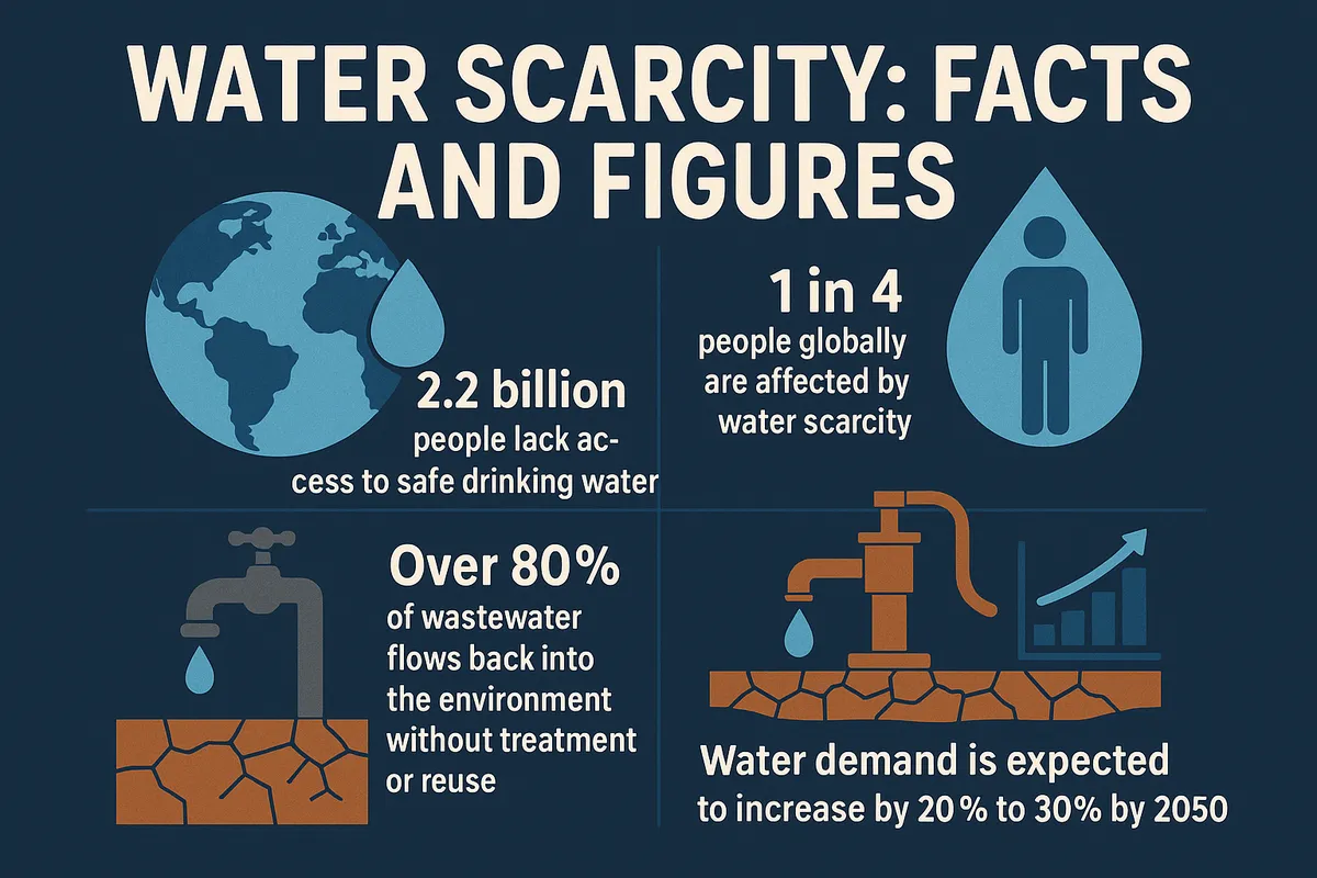 Water scarcity facts and figures. Over 2 billion children lack safe drinking water globally.